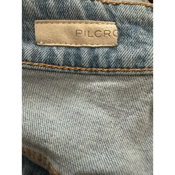 PILCRO Anthropologie The Vintage Straight Jeans Boho Ribbon Stripe Trim - Sz 27 - Picture 6 of 9